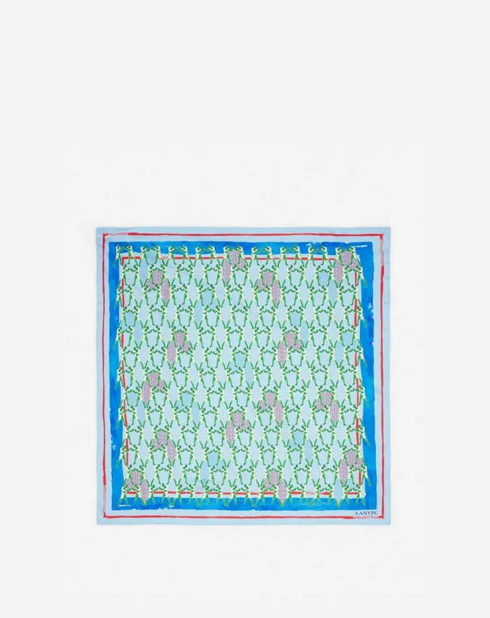 Women Lanvin Silks and Scarves Silk Scarf With A Sports Print Newlanvin Blue