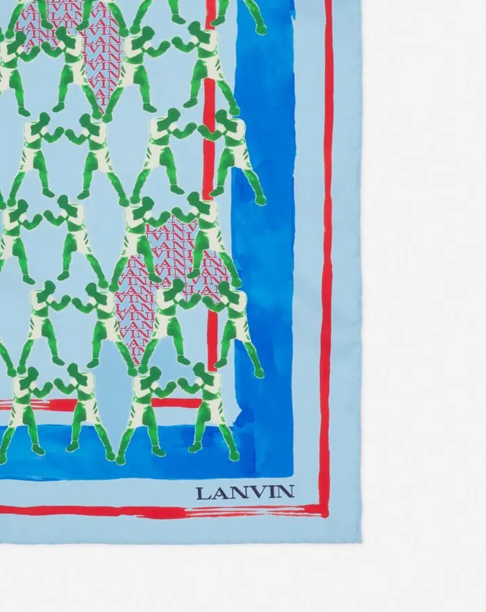 Women Lanvin Silks and Scarves Silk Scarf With A Sports Print Newlanvin Blue