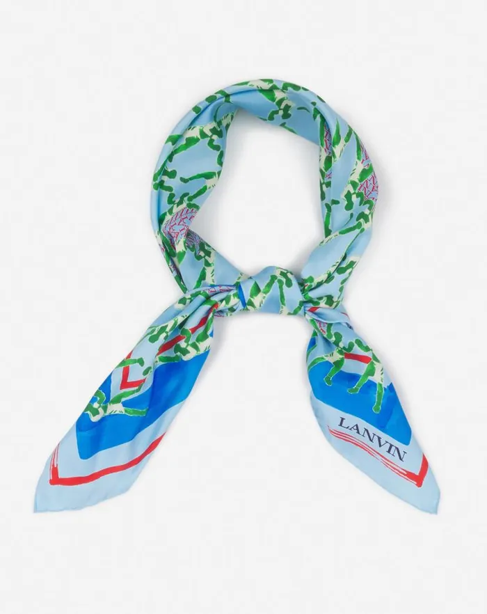 Women Lanvin Silks and Scarves Silk Scarf With A Sports Print Newlanvin Blue