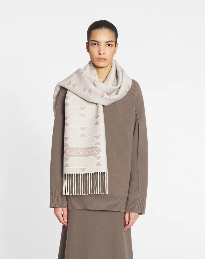 Women Lanvin Silks and Scarves Twotone Wool Scarf Light Beigeecru Women Lanvin Silks and Scarves Twotone Wool Scarf Light Beigeecru