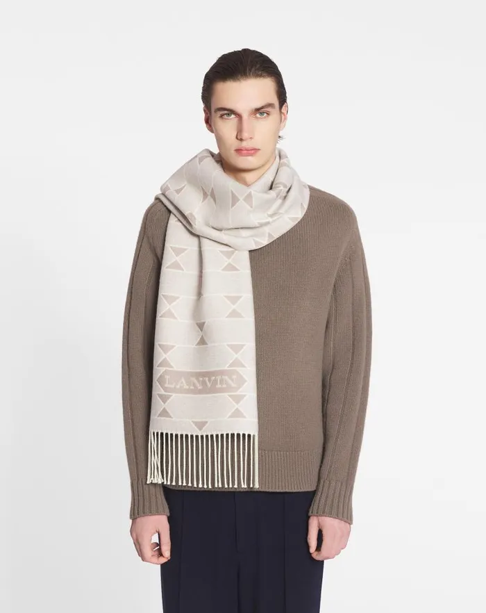 Women Lanvin Silks and Scarves Twotone Wool Scarf Light Beigeecru Women Lanvin Silks and Scarves Twotone Wool Scarf Light Beigeecru