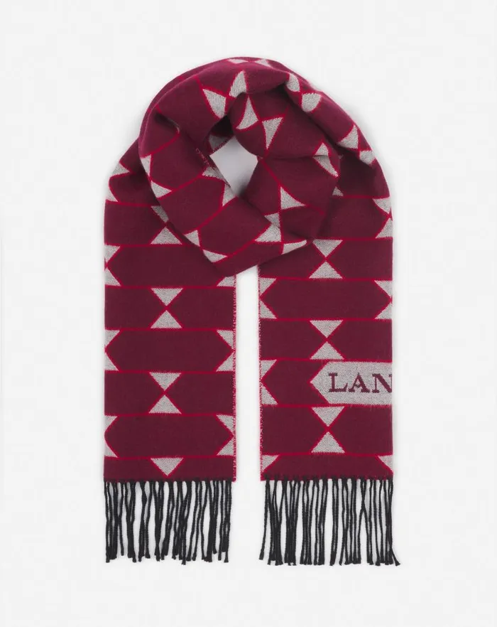 Women Lanvin Silks and Scarves Twotone Wool Scarf Light Beigered Women Lanvin Silks and Scarves Twotone Wool Scarf Light Beigered