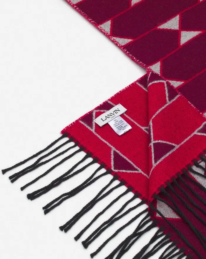 Women Lanvin Silks and Scarves Twotone Wool Scarf Light Beigered Women Lanvin Silks and Scarves Twotone Wool Scarf Light Beigered