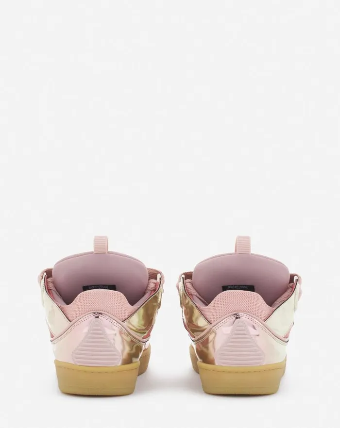 Women Lanvin Sneakers Curb Sneakers In Metallic Leather Dusty Rose Women Lanvin Sneakers Curb Sneakers In Metallic Leather Dusty Rose