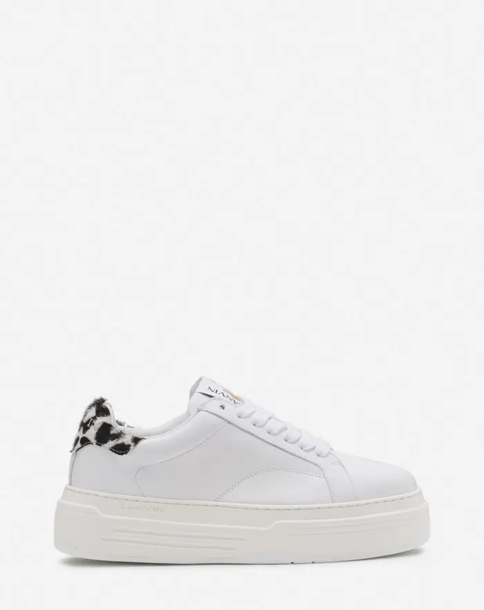 Women Lanvin Sneakers Ddb0 Leather Platform Sneakers Whiteblack