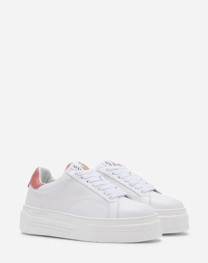 Women Lanvin Sneakers Ddb0 Leather Platform Sneakers Whitepink Women Lanvin Sneakers Ddb0 Leather Platform Sneakers Whitepink