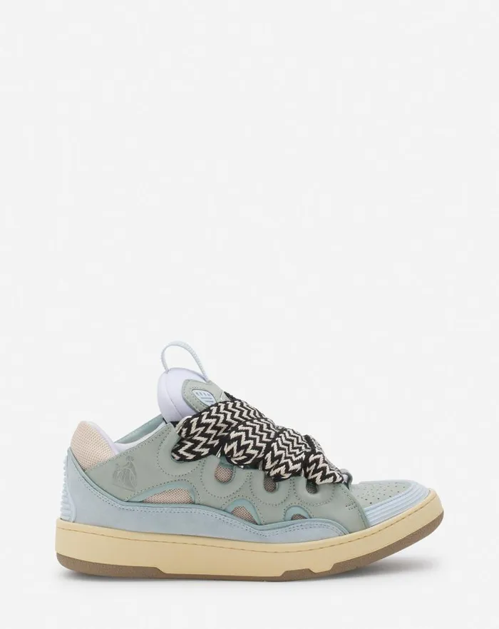 Women Lanvin Sneakers Leather Curb Sneakers Light Blue