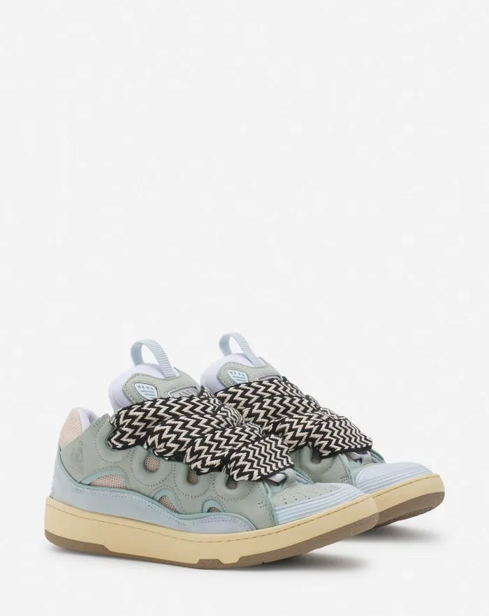 Women Lanvin Sneakers Leather Curb Sneakers Light Blue Women Lanvin Sneakers Leather Curb Sneakers Light Blue
