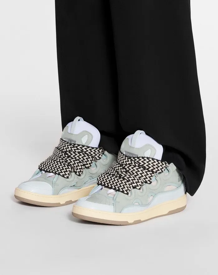 Women Lanvin Sneakers Leather Curb Sneakers Light Blue Women Lanvin Sneakers Leather Curb Sneakers Light Blue