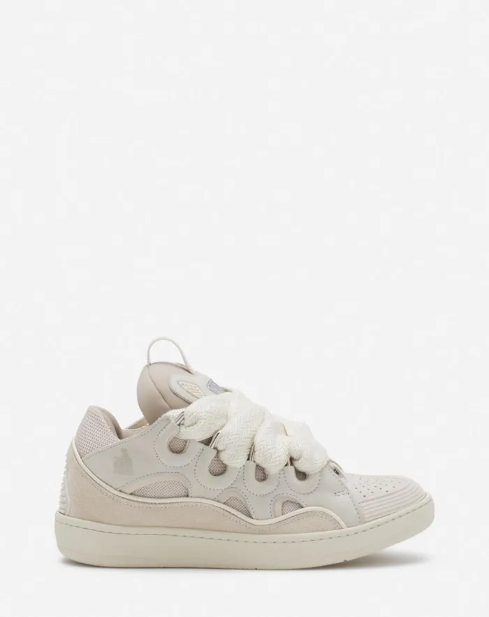 Women Lanvin Sneakers Leather Curb Sneakers Peach