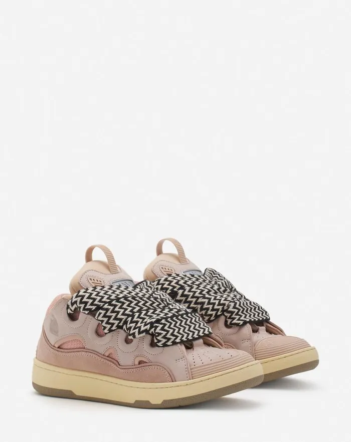 Women Lanvin Sneakers Leather Curb Sneakers Pink Women Lanvin Sneakers Leather Curb Sneakers Pink
