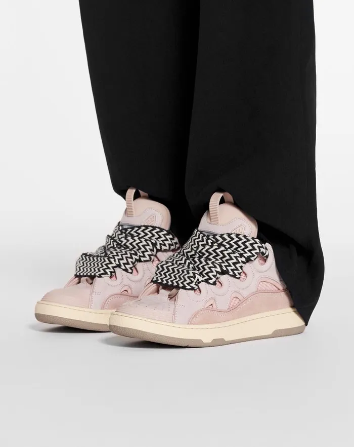 Women Lanvin Sneakers Leather Curb Sneakers Pink Women Lanvin Sneakers Leather Curb Sneakers Pink