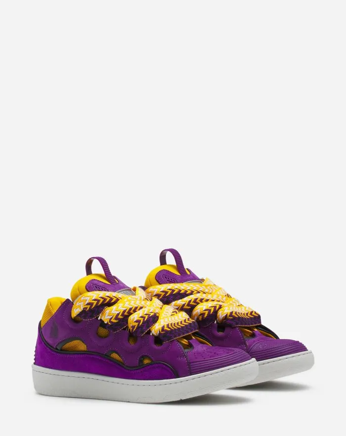 Women Lanvin Sneakers Leather Curb Sneakers Purpleyellow Women Lanvin Sneakers Leather Curb Sneakers Purpleyellow