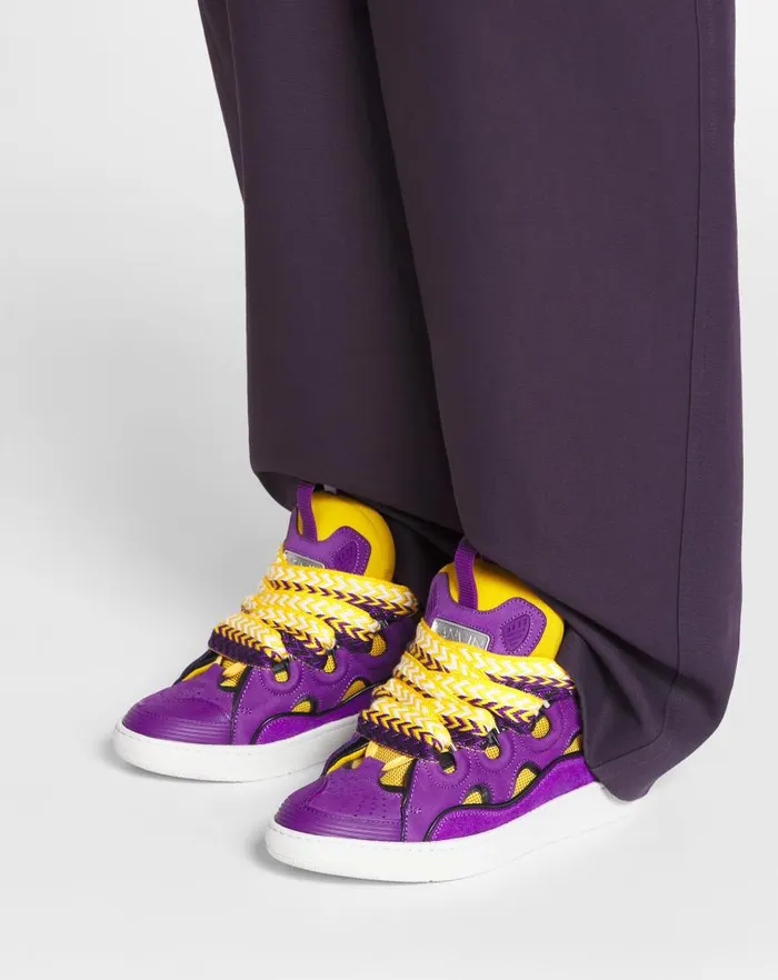 Women Lanvin Sneakers Leather Curb Sneakers Purpleyellow Women Lanvin Sneakers Leather Curb Sneakers Purpleyellow