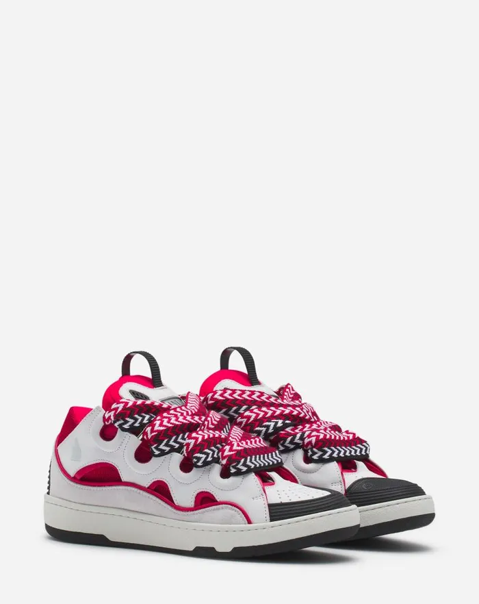 Women Lanvin Sneakers Leather Curb Sneakers Redwhite Women Lanvin Sneakers Leather Curb Sneakers Redwhite