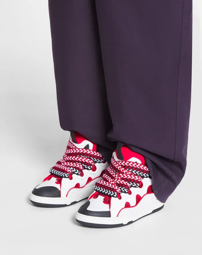 Women Lanvin Sneakers Leather Curb Sneakers Redwhite Women Lanvin Sneakers Leather Curb Sneakers Redwhite