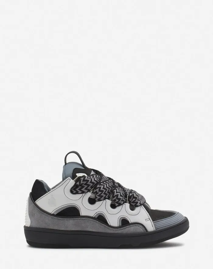 Women Lanvin Sneakers Leather Curb Sneakers Whiteanthracite