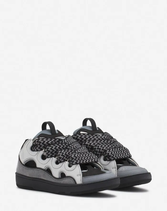 Women Lanvin Sneakers Leather Curb Sneakers Whiteanthracite Women Lanvin Sneakers Leather Curb Sneakers Whiteanthracite