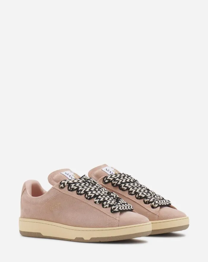 Women Lanvin Sneakers Suede Curb Lite Sneakers Light Pink