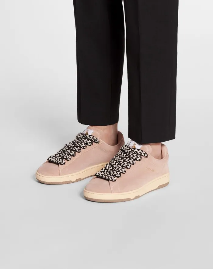 Women Lanvin Sneakers Suede Curb Lite Sneakers Light Pink