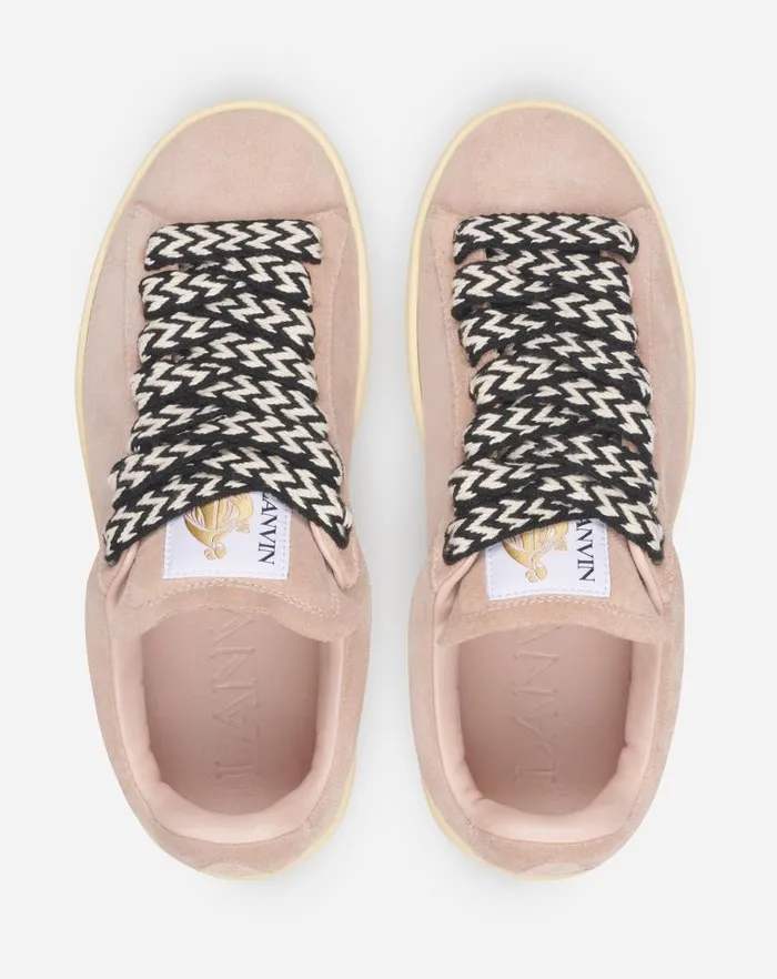 Women Lanvin Sneakers Suede Curb Lite Sneakers Light Pink