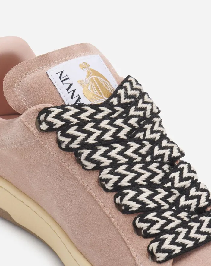 Women Lanvin Sneakers Suede Curb Lite Sneakers Light Pink
