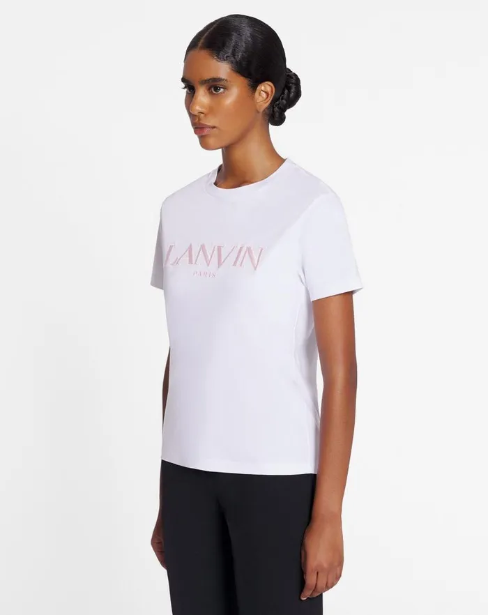 Women Lanvin TShirts and Sweatshirts Lanvin Embroidered Classic Tshirt Optic White Women Lanvin TShirts and Sweatshirts Lanvin Embroidered Classic Tshirt Optic White