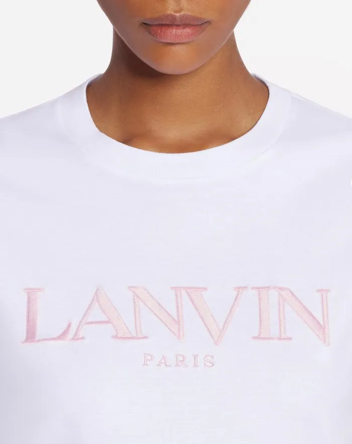 Women Lanvin TShirts and Sweatshirts Lanvin Embroidered Classic Tshirt Optic White Women Lanvin TShirts and Sweatshirts Lanvin Embroidered Classic Tshirt Optic White