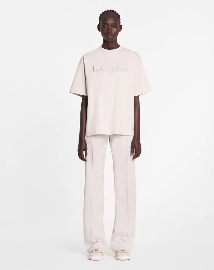 Women Lanvin TShirts and Sweatshirts Oversized Lanvin Paris Embroidered Tshirt Mastic