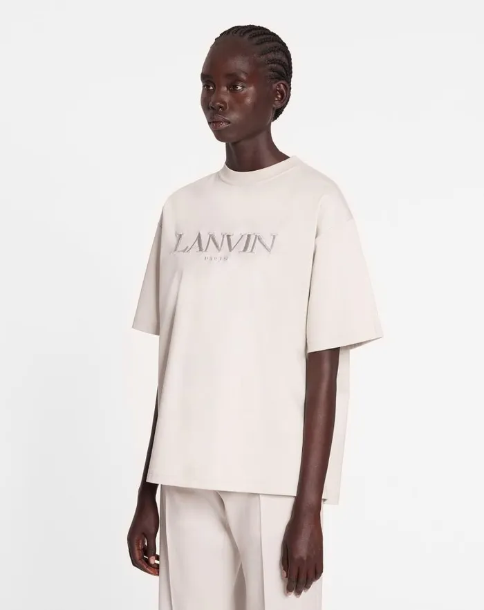 Women Lanvin TShirts and Sweatshirts Oversized Lanvin Paris Embroidered Tshirt Mastic