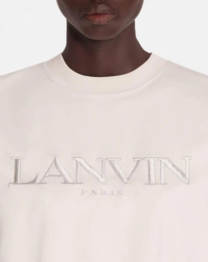 Women Lanvin TShirts and Sweatshirts Oversized Lanvin Paris Embroidered Tshirt Mastic