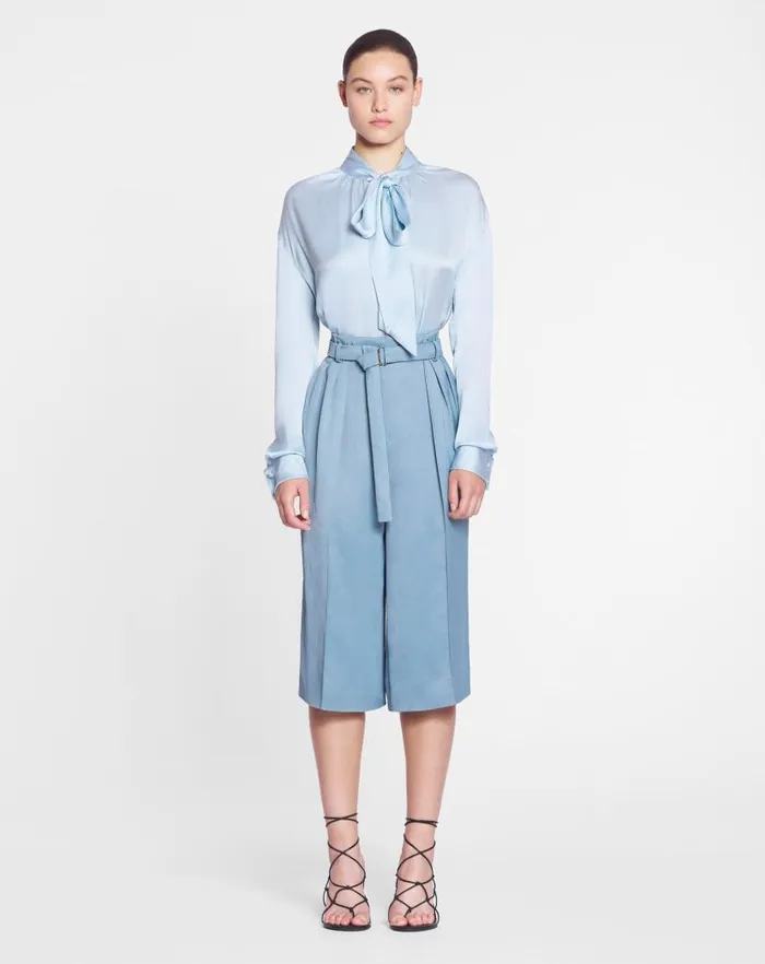 Women Lanvin Tops Ascot Collar Blouse Sky Blue Women Lanvin Tops Ascot Collar Blouse Sky Blue