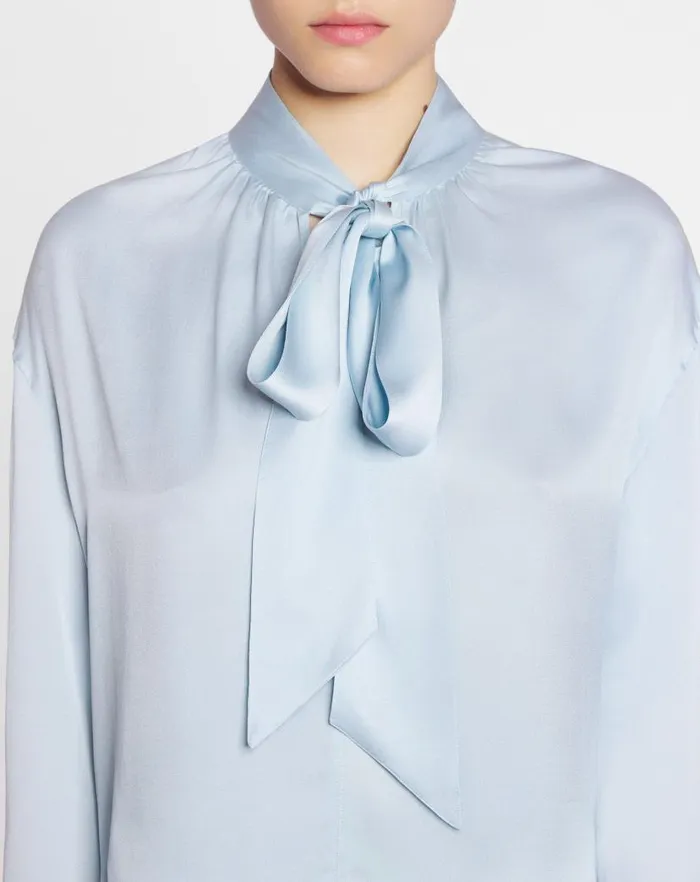 Women Lanvin Tops Ascot Collar Blouse Sky Blue Women Lanvin Tops Ascot Collar Blouse Sky Blue