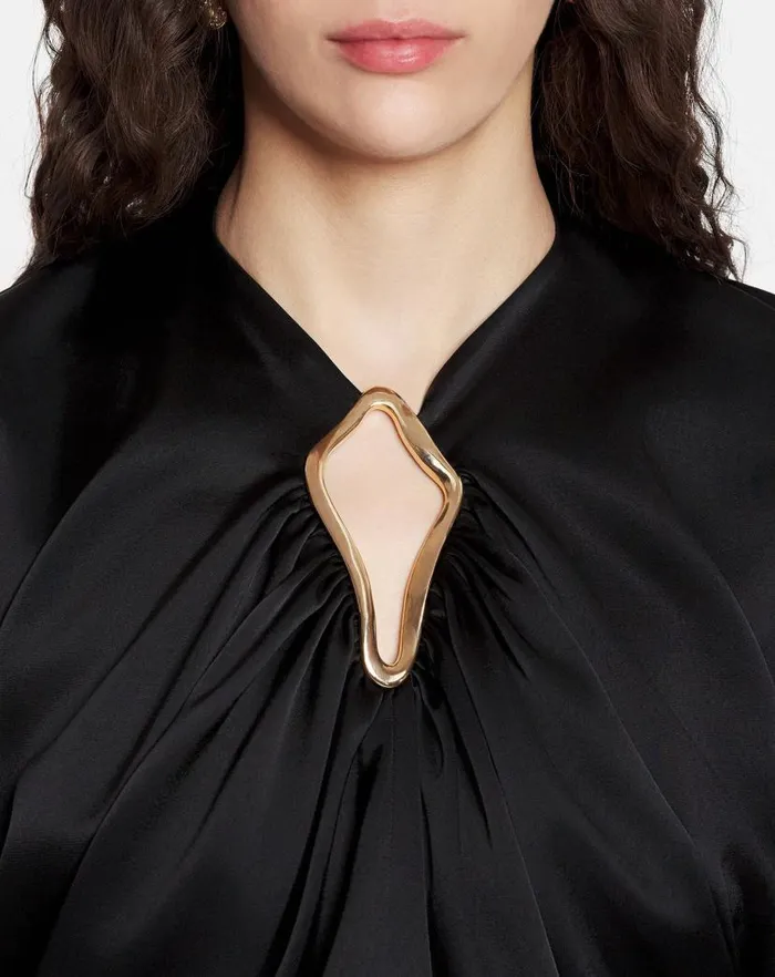 Women Lanvin Tops Draped Top With Eyelet Detail Black Women Lanvin Tops Draped Top With Eyelet Detail Black