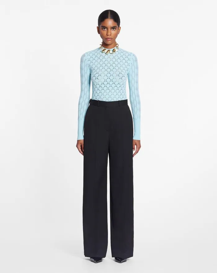 Women Lanvin Tops Longsleeved Top In Lace Effect Knit Budgie Women Lanvin Tops Longsleeved Top In Lace Effect Knit Budgie