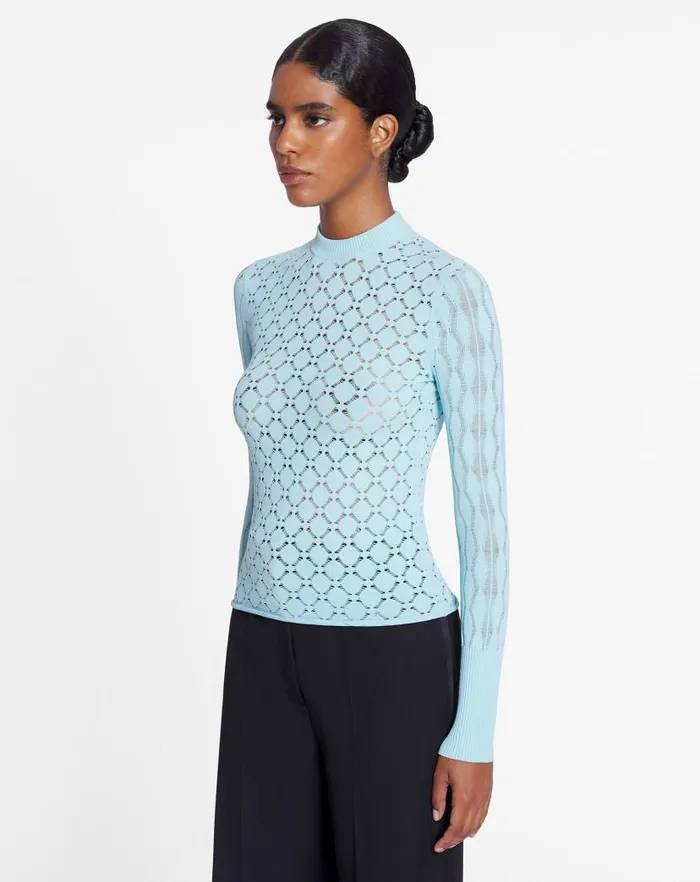 Women Lanvin Tops Longsleeved Top In Lace Effect Knit Budgie Women Lanvin Tops Longsleeved Top In Lace Effect Knit Budgie