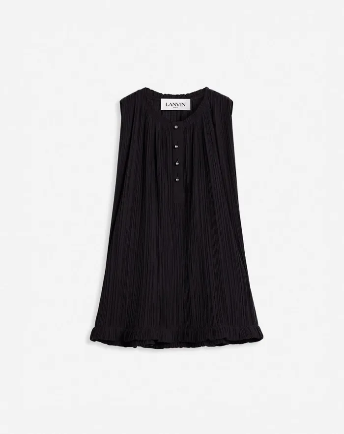 Women Lanvin Tops Sleeveless Pleated Top Black