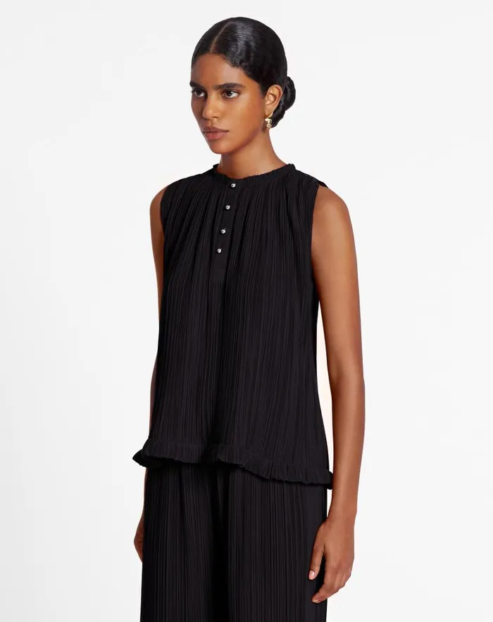 Women Lanvin Tops Sleeveless Pleated Top Black Women Lanvin Tops Sleeveless Pleated Top Black