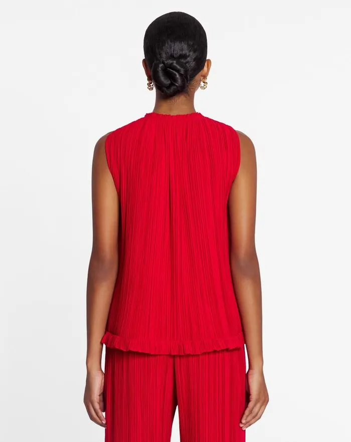 Women Lanvin Tops Sleeveless Pleated Top Flame Women Lanvin Tops Sleeveless Pleated Top Flame