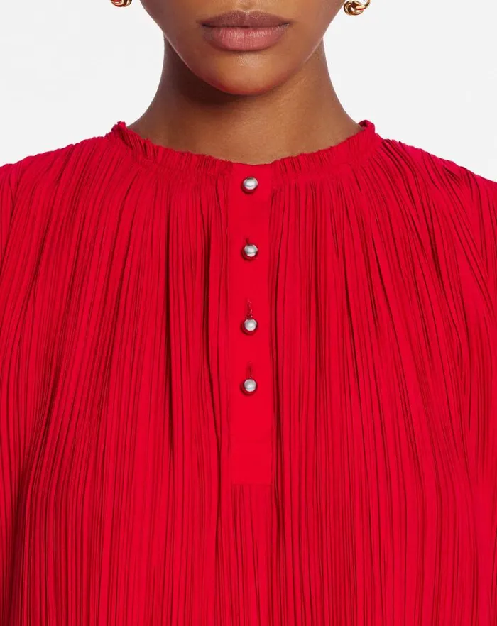 Women Lanvin Tops Sleeveless Pleated Top Flame Women Lanvin Tops Sleeveless Pleated Top Flame