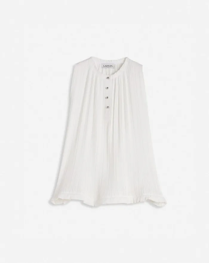 Women Lanvin Tops Sleeveless Pleated Top Off White