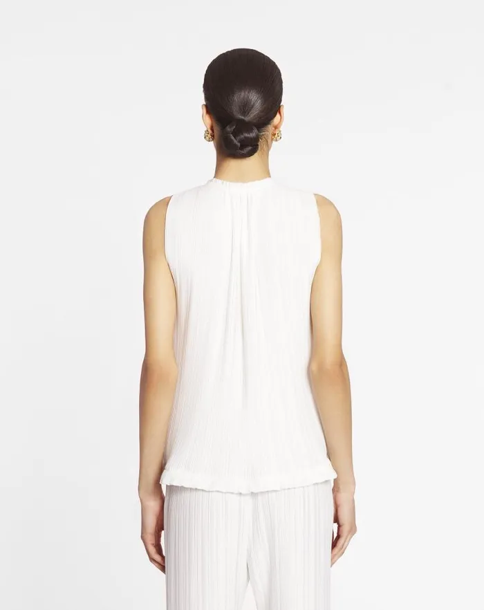 Women Lanvin Tops Sleeveless Pleated Top Off White Women Lanvin Tops Sleeveless Pleated Top Off White