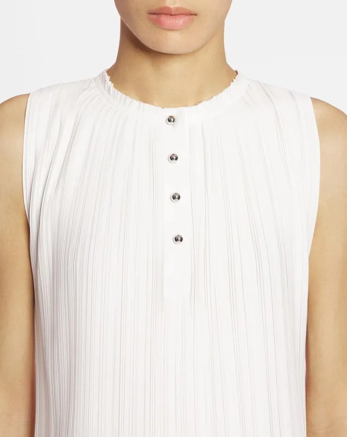 Women Lanvin Tops Sleeveless Pleated Top Off White Women Lanvin Tops Sleeveless Pleated Top Off White
