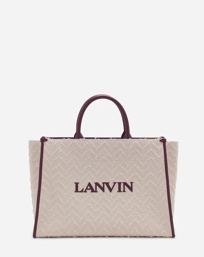 Women Lanvin Tote Bags and Top Handle Bags Herringbone Motif Inandout Mm Tote Bag Dark Beigeburgundy Women Lanvin Tote Bags and Top Handle Bags Herringbone Motif Inandout Mm Tote Bag Dark Beigeburgundy