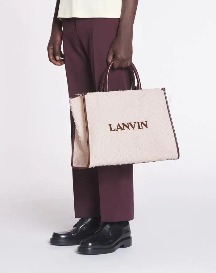 Women Lanvin Tote Bags and Top Handle Bags Herringbone Motif Inandout Mm Tote Bag Dark Beigeburgundy Women Lanvin Tote Bags and Top Handle Bags Herringbone Motif Inandout Mm Tote Bag Dark Beigeburgundy