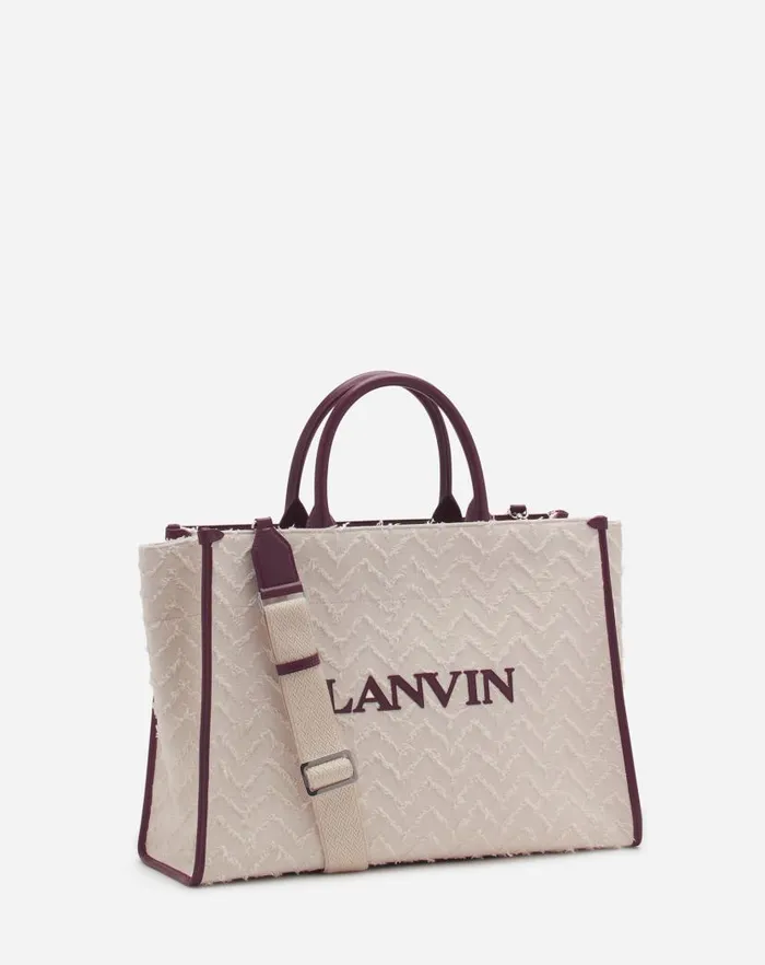 Women Lanvin Tote Bags and Top Handle Bags Herringbone Motif Inandout Mm Tote Bag Dark Beigeburgundy Women Lanvin Tote Bags and Top Handle Bags Herringbone Motif Inandout Mm Tote Bag Dark Beigeburgundy