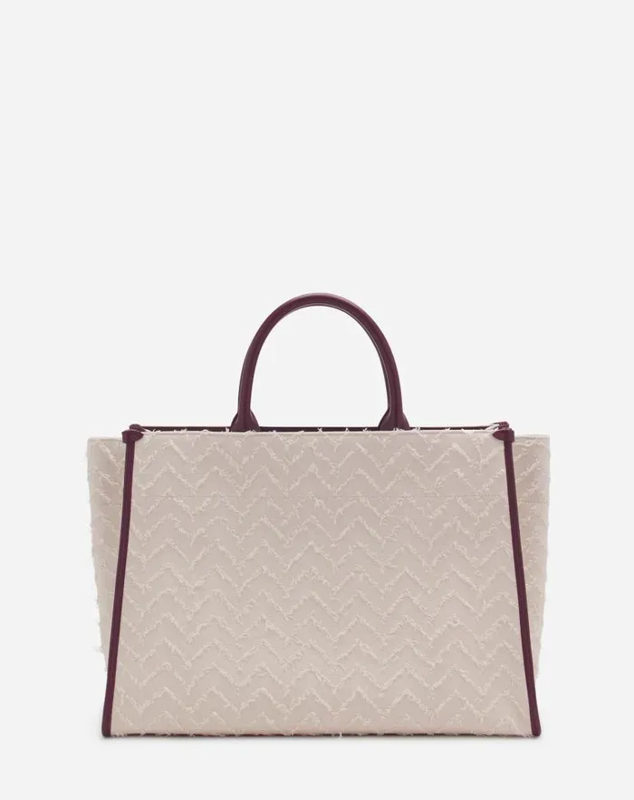 Women Lanvin Tote Bags and Top Handle Bags Herringbone Motif Inandout Mm Tote Bag Dark Beigeburgundy Women Lanvin Tote Bags and Top Handle Bags Herringbone Motif Inandout Mm Tote Bag Dark Beigeburgundy