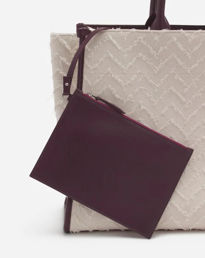 Women Lanvin Tote Bags and Top Handle Bags Herringbone Motif Inandout Mm Tote Bag Dark Beigeburgundy Women Lanvin Tote Bags and Top Handle Bags Herringbone Motif Inandout Mm Tote Bag Dark Beigeburgundy