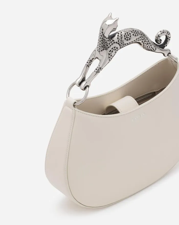 Women Lanvin Tote Bags and Top Handle Bags Hobo Cat Leather Bag Chalk