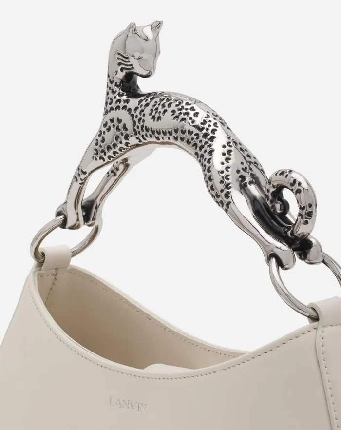 Women Lanvin Tote Bags and Top Handle Bags Hobo Cat Leather Bag Chalk